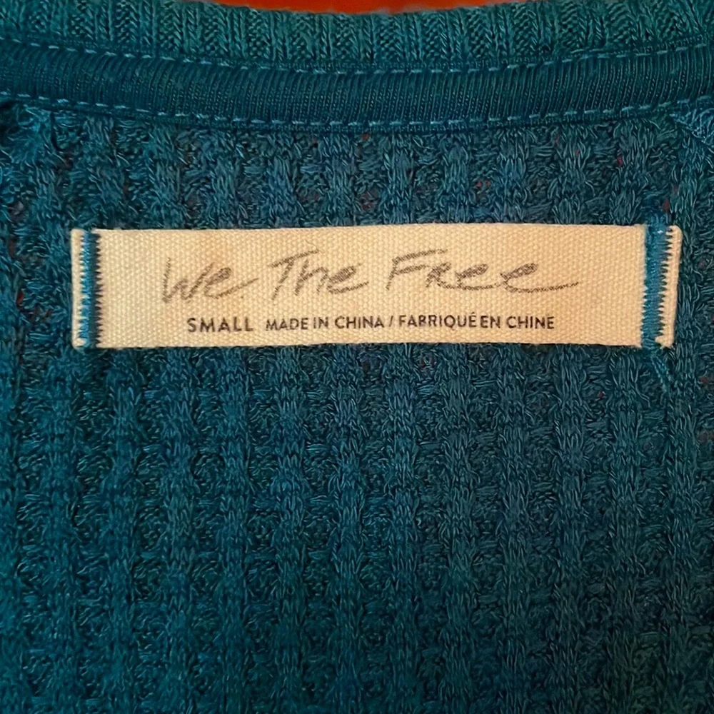 Free People Waffle Knit Santa Clara Teal‎ top